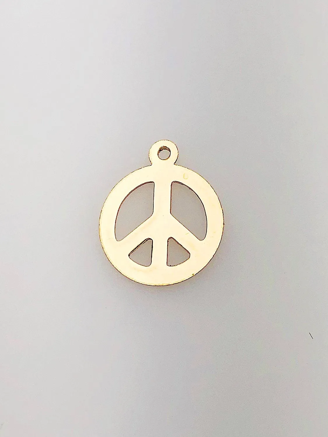14K Gold Fill Peace Sign Charm w/ Ring, 11.3mm, Made in USA - 1351