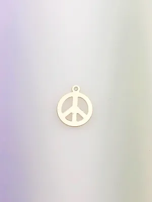 14K Gold Fill Peace Sign Charm w/Ring, 11.3x13.67mm, Made in USA - 1351