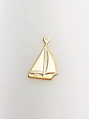 14K Gold Fill Sailboat Charm w/ Ring, 10.0mm, Made in USA - 639