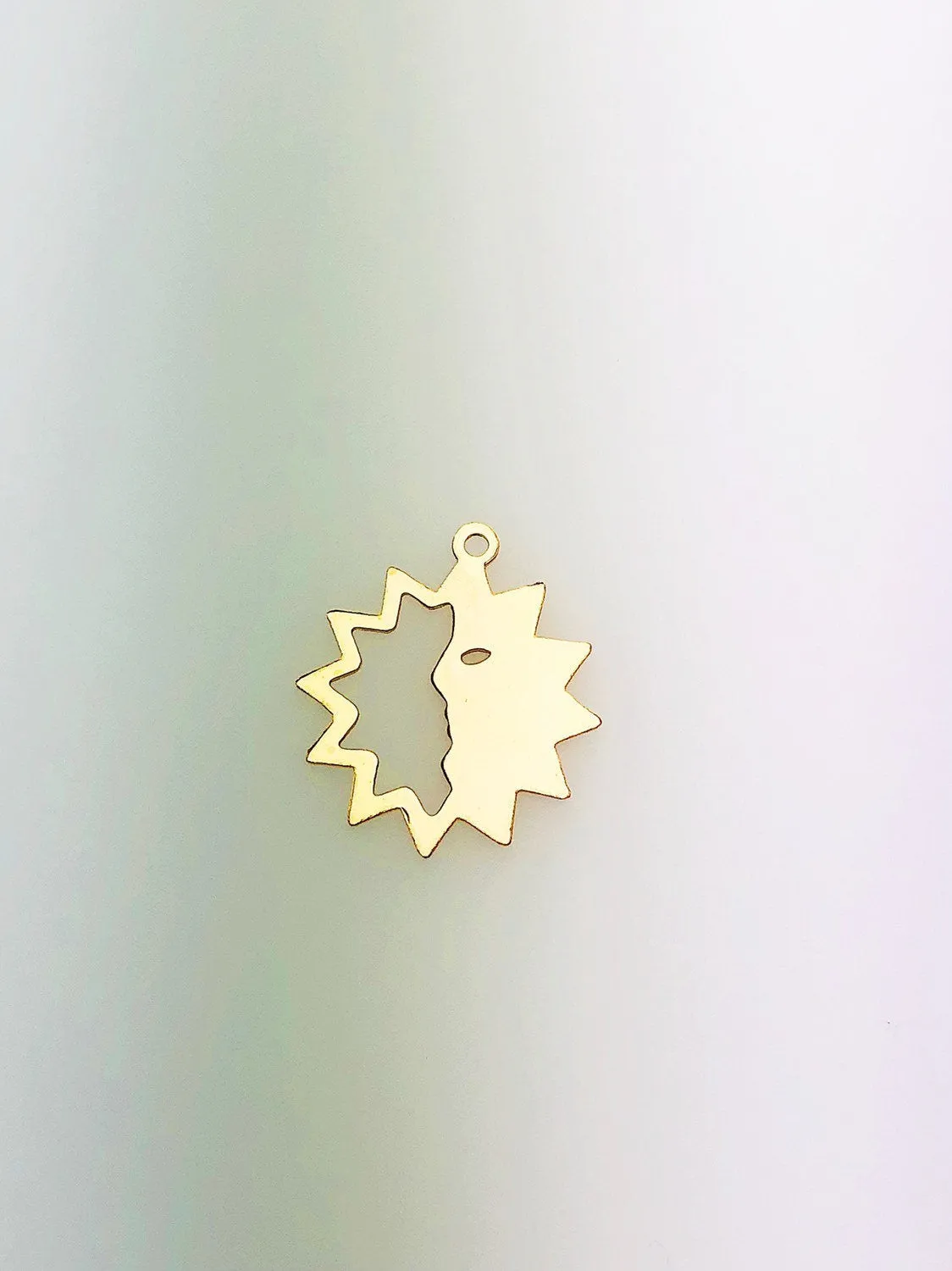 14K Gold Fill Sun Cut Out Charm w/ Ring, 13.9x16.1mm, Made in USA - 522