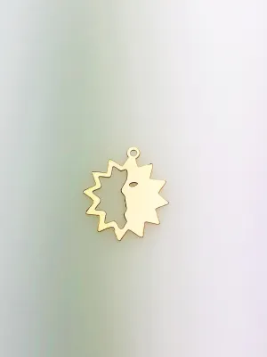 14K Gold Fill Sun Cut Out Charm w/ Ring, 13.9x16.1mm, Made in USA - 522