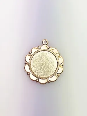 14K Gold Fill Textured Round Charm w/Ring, 21.7x25.7mm, Made in USA - 2649