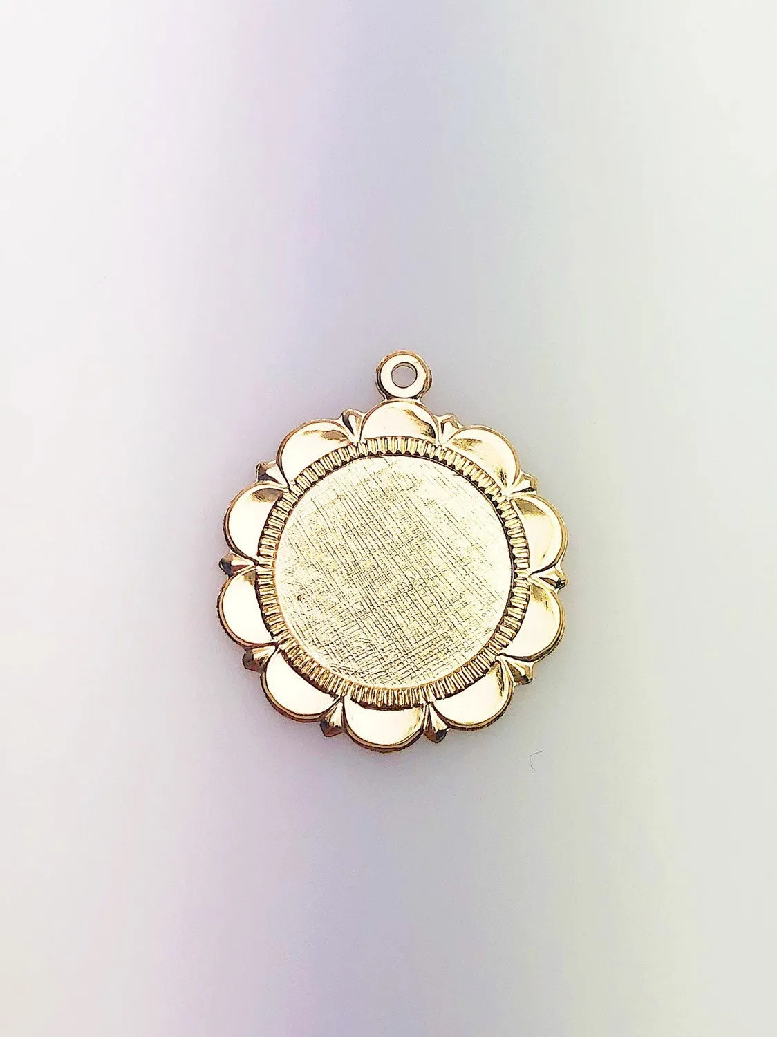 14K Gold Fill Textured Round Charm w/Ring, 21.7x25.7mm, Made in USA - 2649