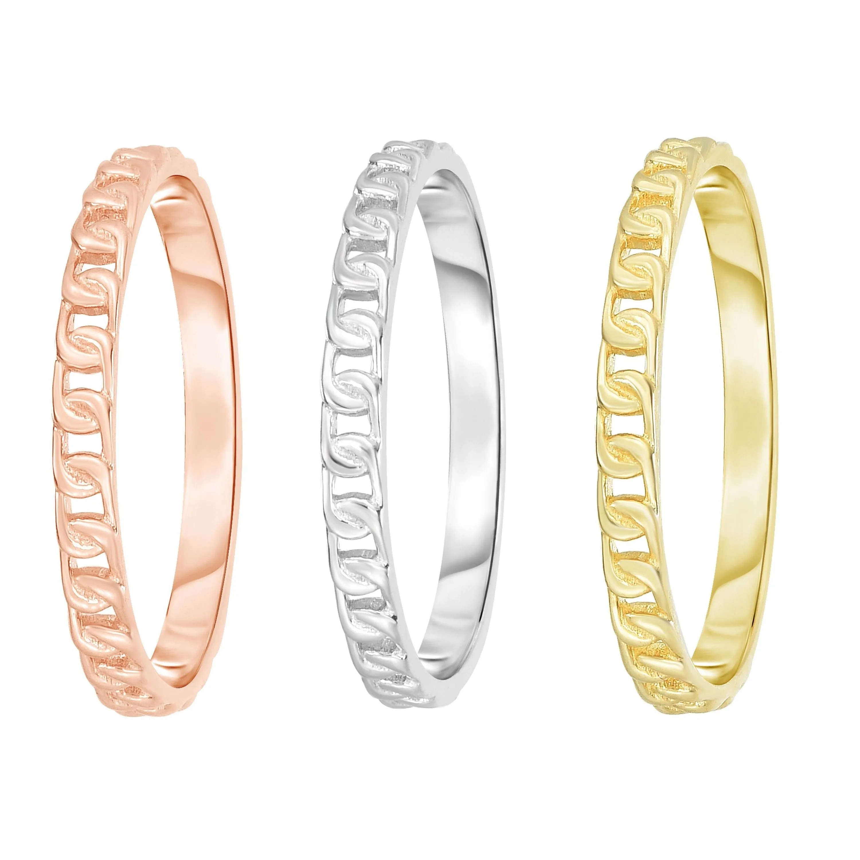 14K Gold Stackable Link Minimalist Rings