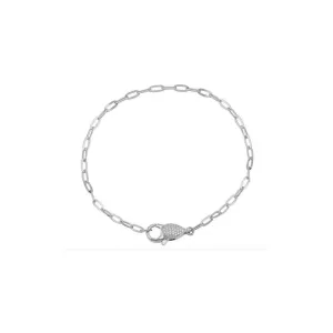 14K GOLD WITH LOBSTER DIAMOND CLASP PAPERCLIP BRACELET