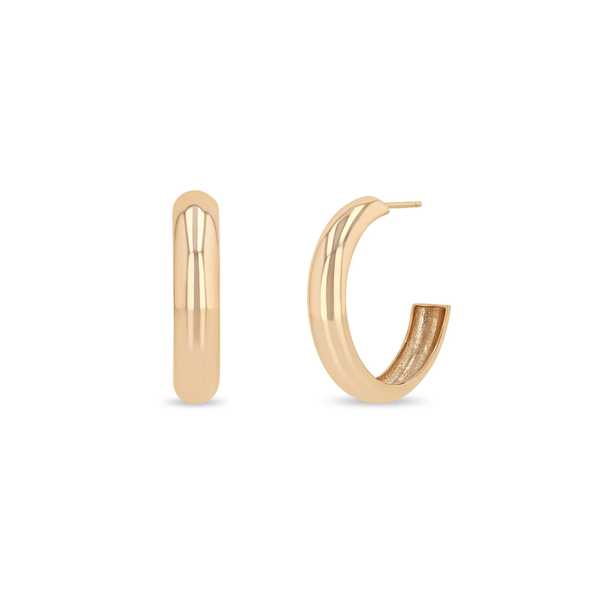 14k Medium Wide Chubby Hoops