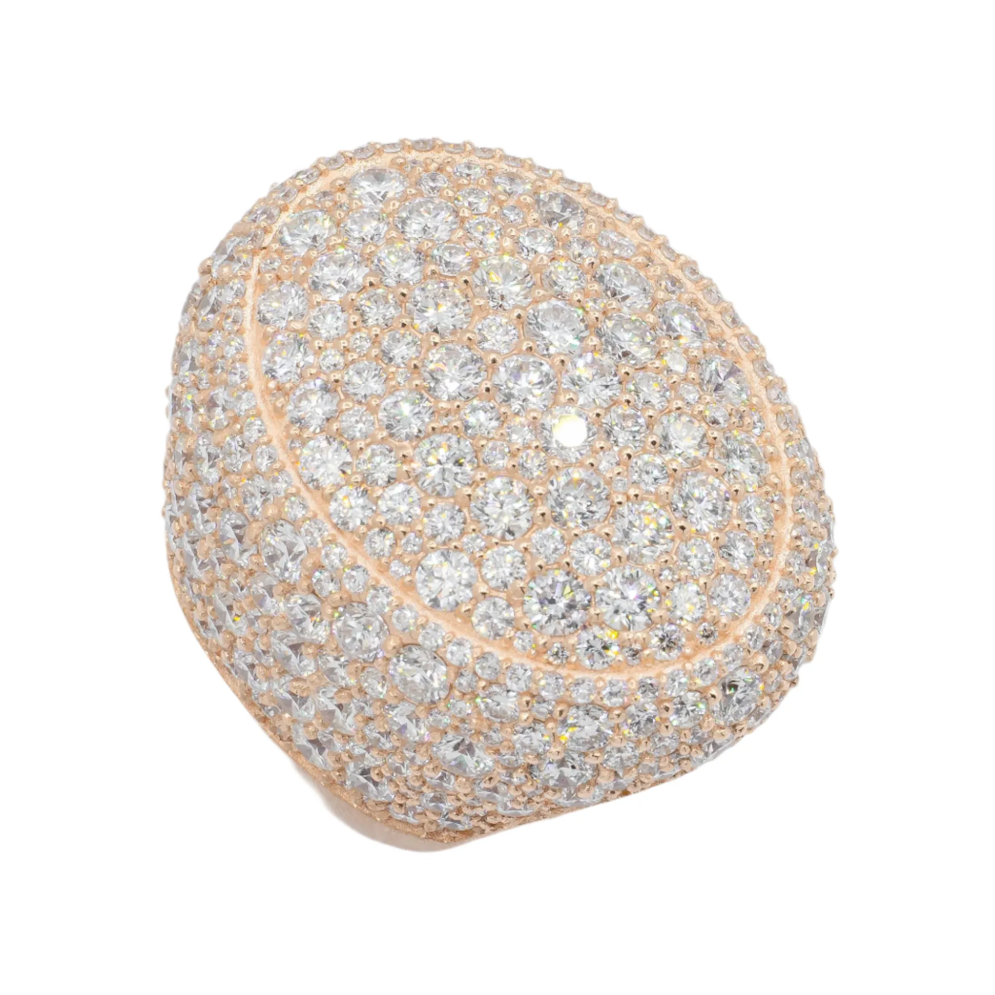 14k Rose Gold Diamond Oval Mosaic Ring 14.21 ctw