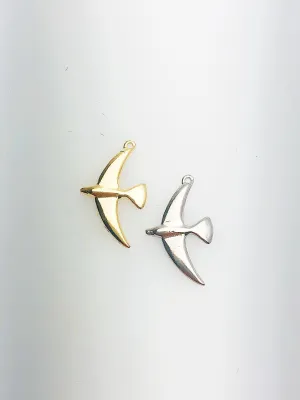 14K Solid Gold Bird Charm w/ Ring, 9.0x15.7mm, Made in USA (L-10)