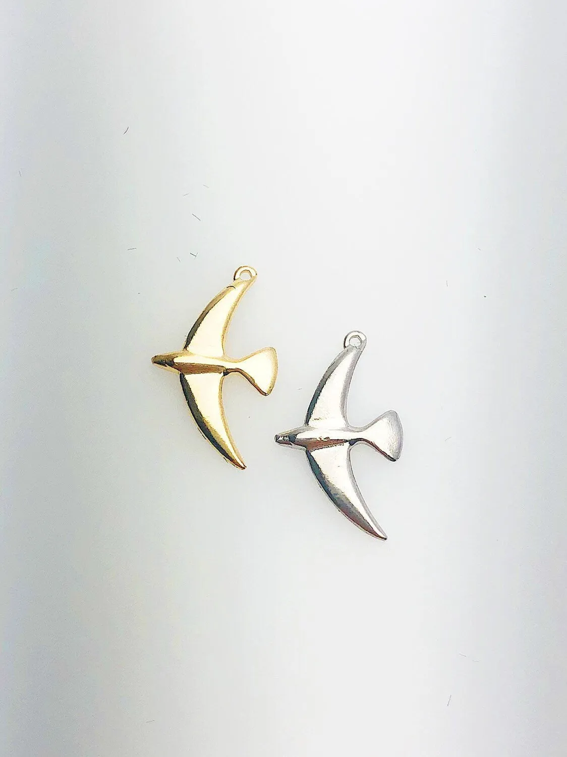 14K Solid Gold Bird Charm w/ Ring, 9.0x15.7mm, Made in USA (L-10)