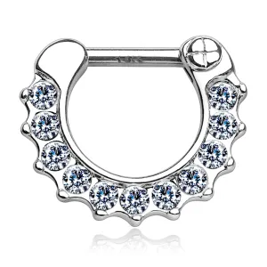 14K Solid Gold CZ Nose Ring Septum Clicker Daith
