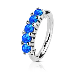 14K Solid Gold Five Opal Hoop Nose Rings for Nose Ear Cartilage