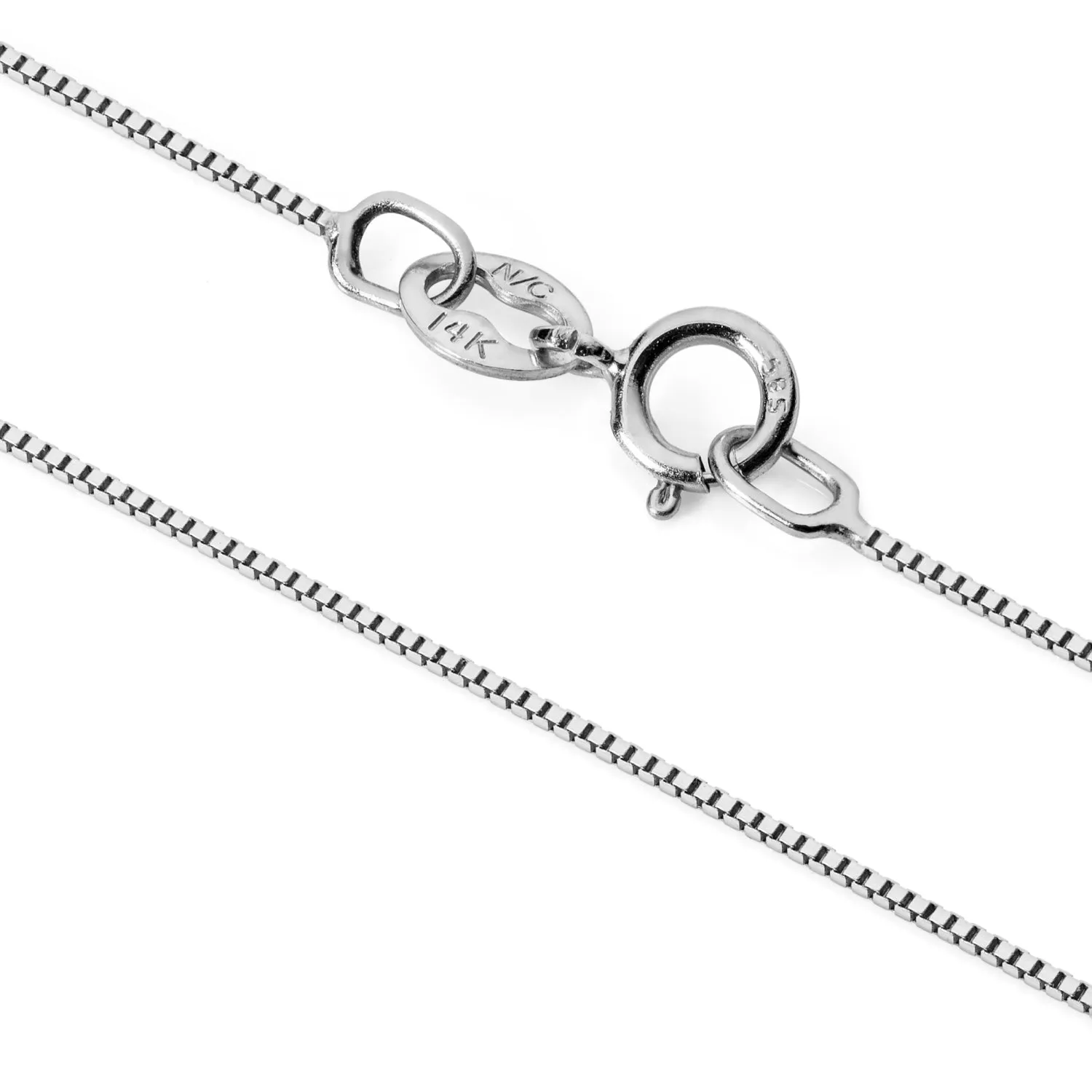 14K Solid White Gold Pendant Necklace | Round Cut Cubic Zirconia "Journey" 7-Stone | .48 CTW | 18 Inch Box Link Chain