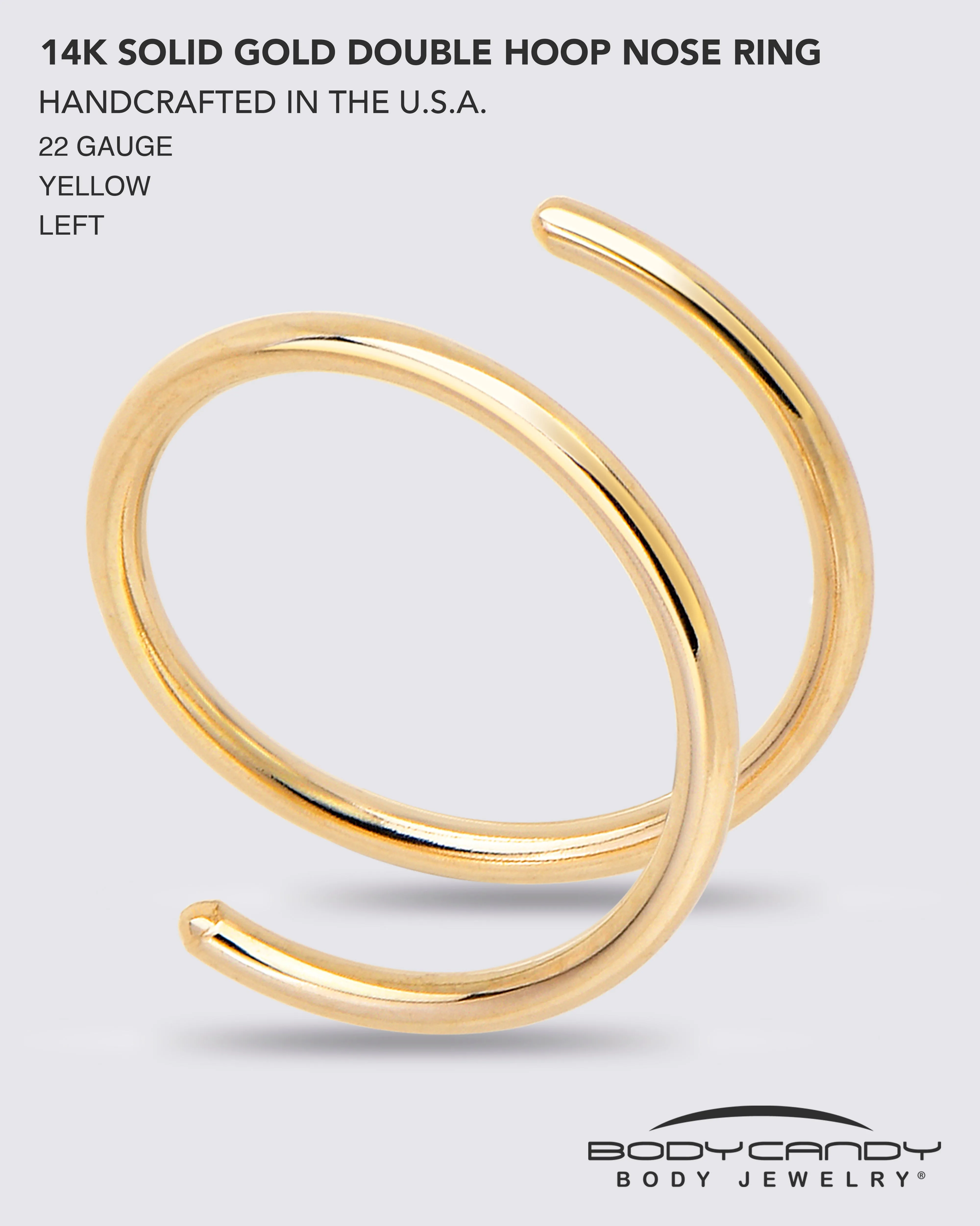 14k Solid Yellow Gold Double Hoop Nose Spiral Nose Ring (Select your Size)