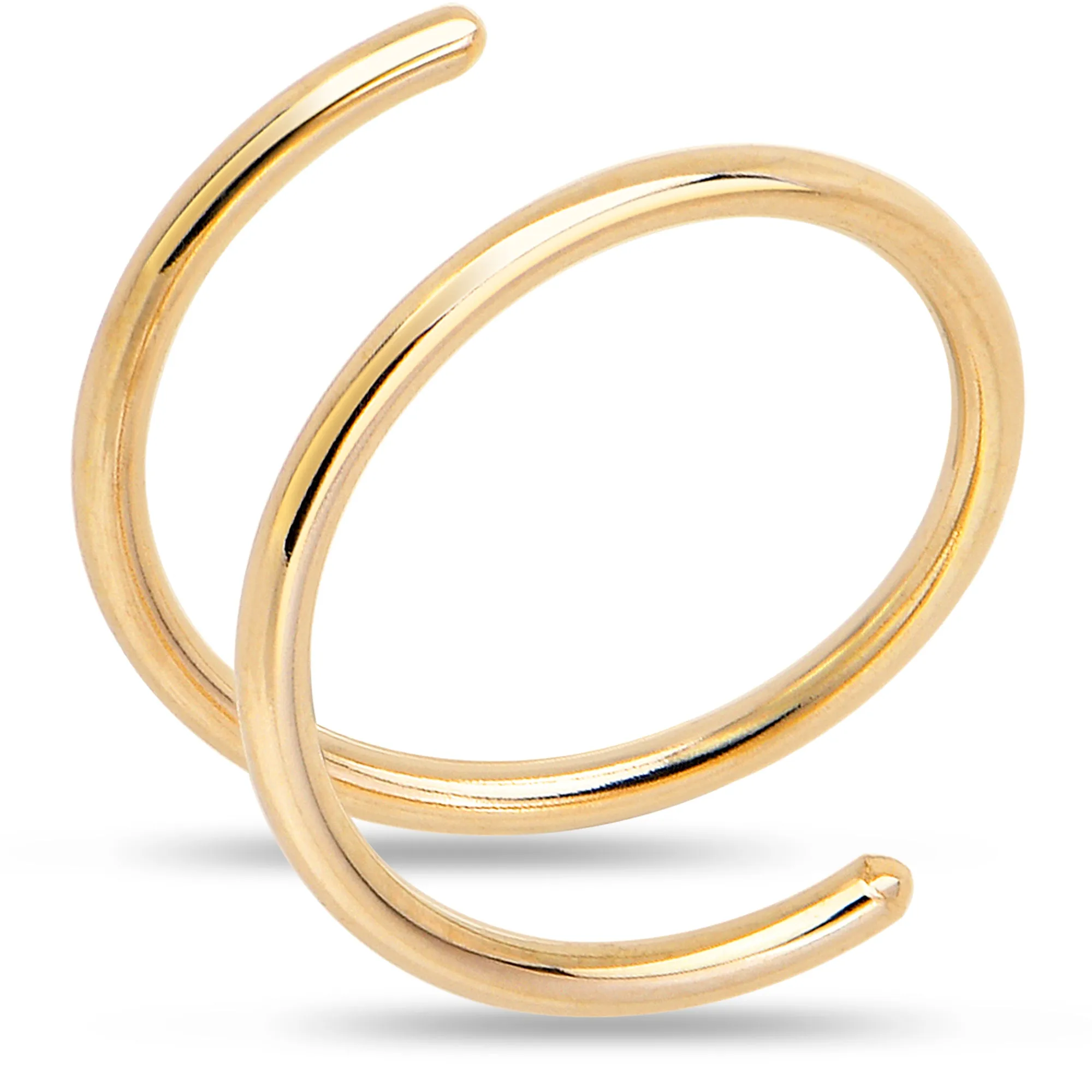 14k Solid Yellow Gold Double Hoop Nose Spiral Nose Ring (Select your Size)