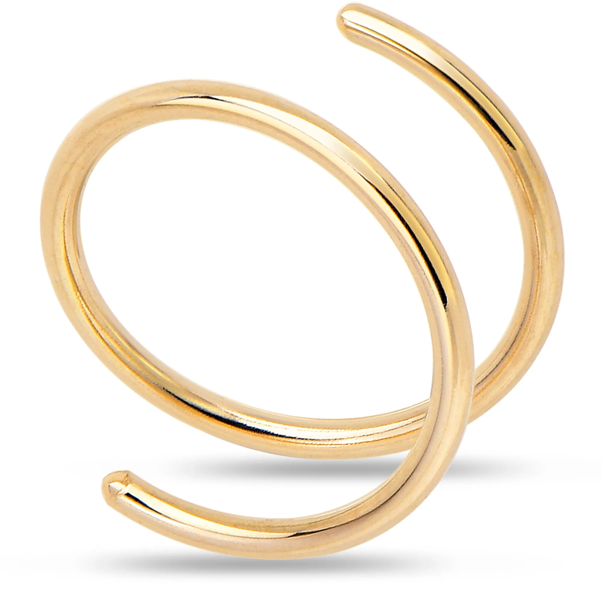 14k Solid Yellow Gold Double Hoop Nose Spiral Nose Ring (Select your Size)