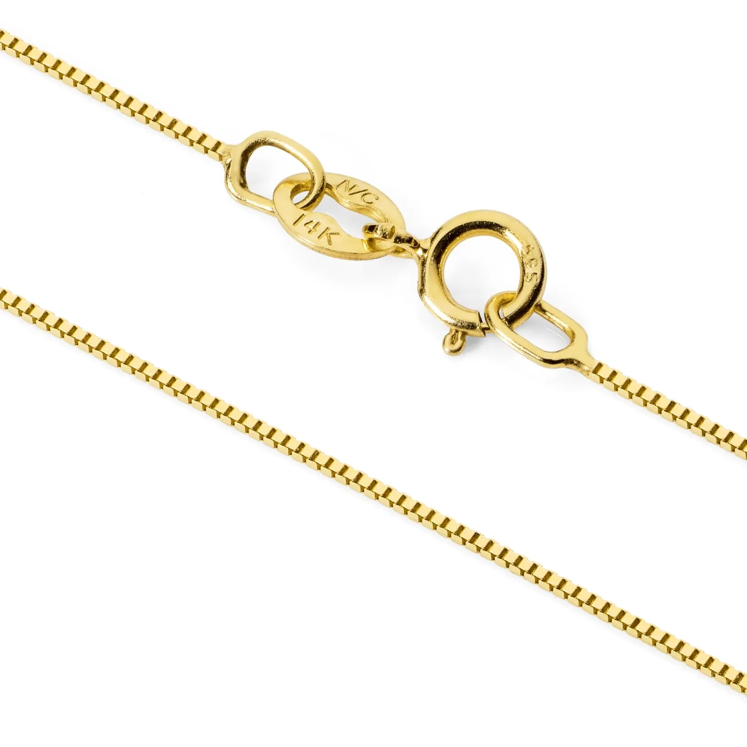 14K Solid Yellow Gold Pendant Necklace | Round Cut Cubic Zirconia 3-Stone "Trilogy" | .22 CTW, Diamond Equivalent | 18 Inch Box Link Chain