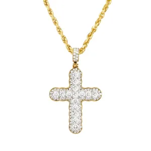 14k Two Tone Gold Diamond Cross Pendant 2.72 Ctw