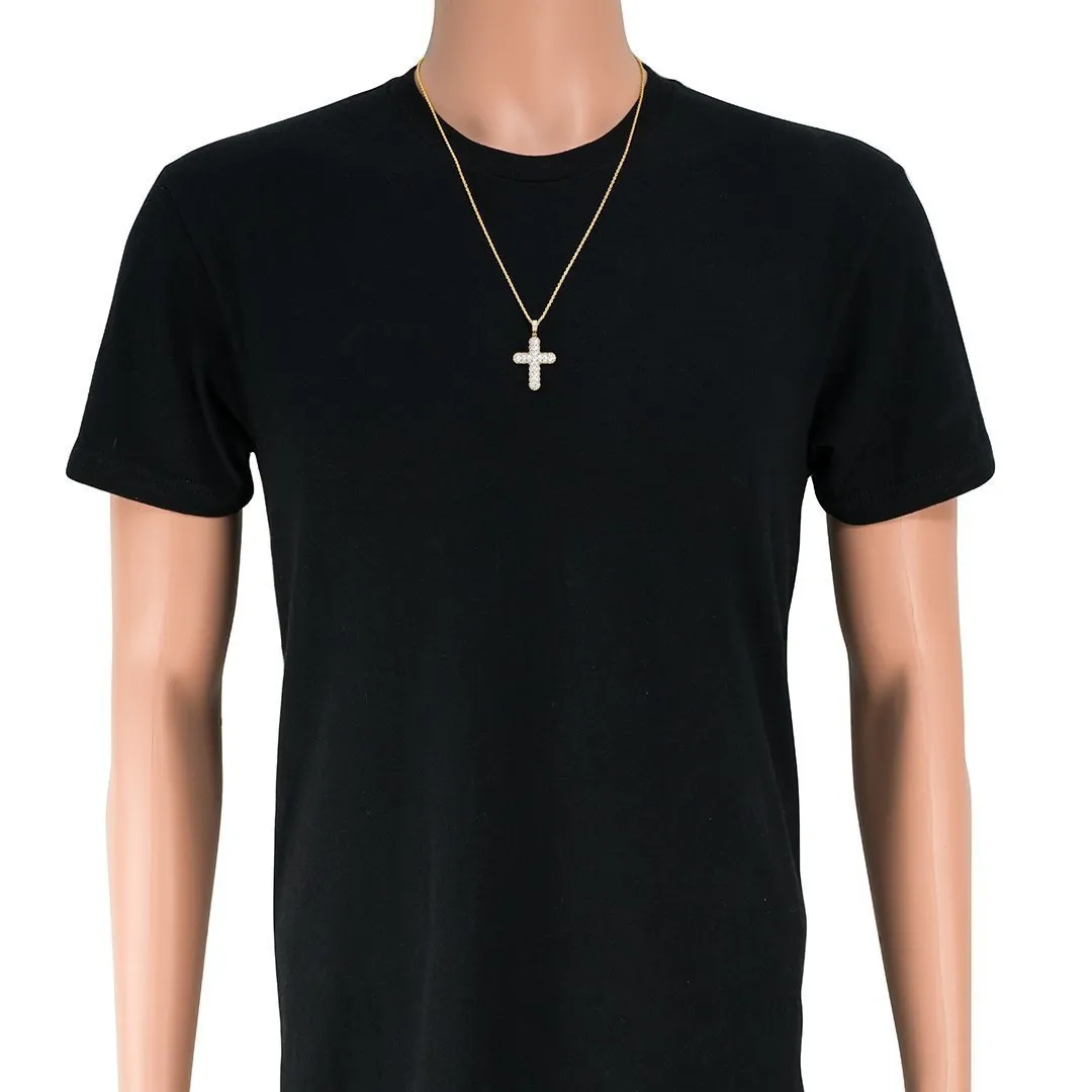 14k Two Tone Gold Diamond Cross Pendant 2.72 Ctw