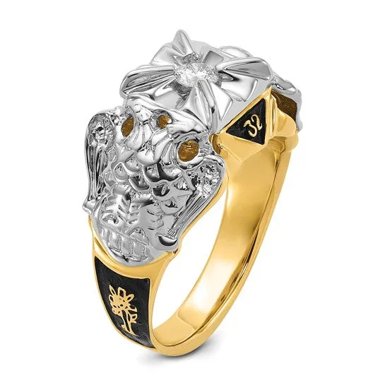 14k Two Tone Gold Diamond Men's Masonic Ring