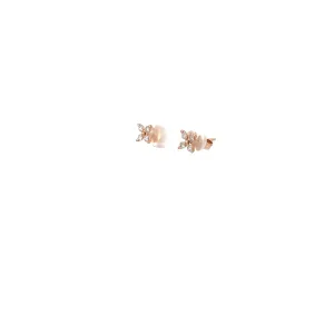 14k White and Rose Gold .25ct G VS2 Marquise Diamond Earring Studs