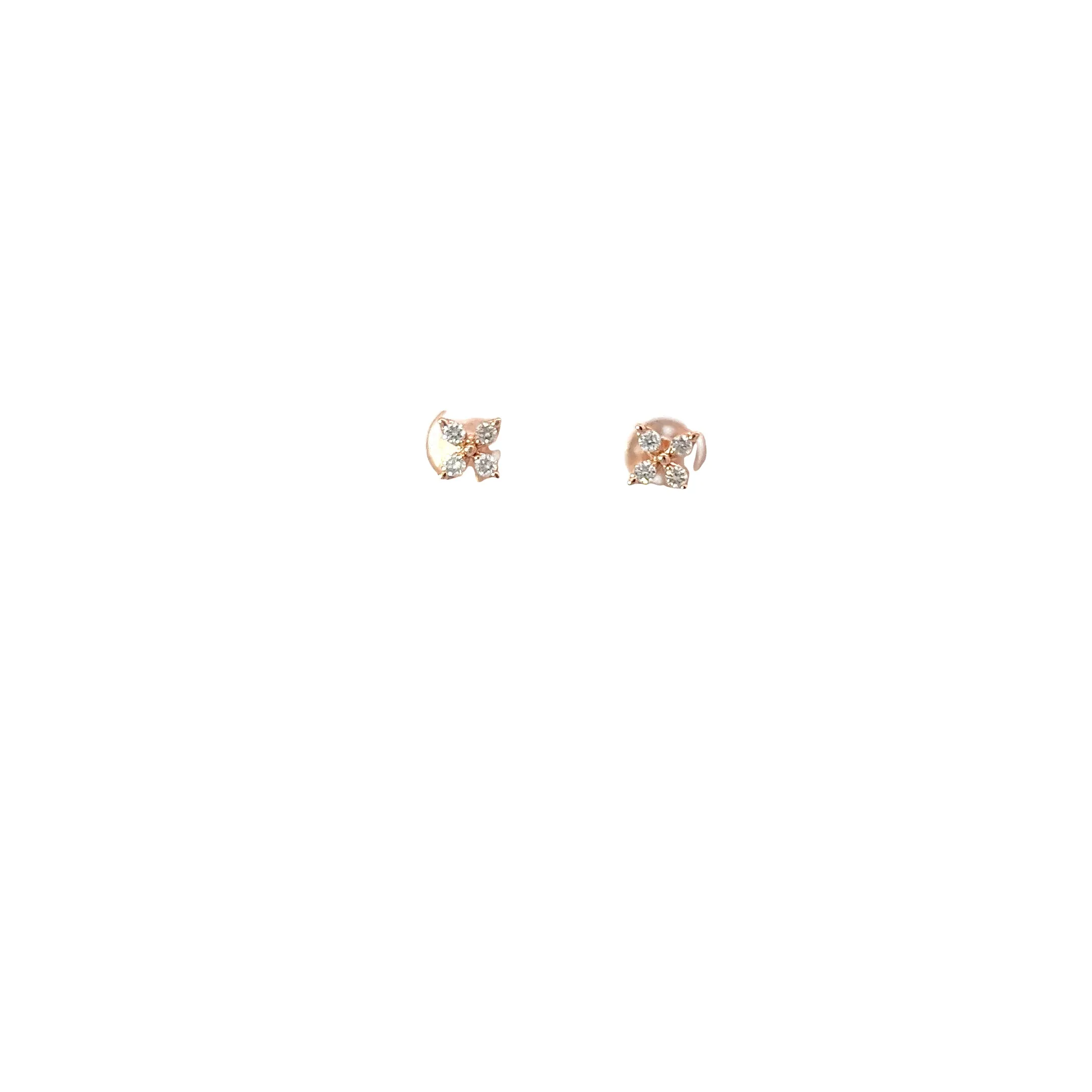 14k White and Rose Gold .25ct G VS2 Marquise Diamond Earring Studs