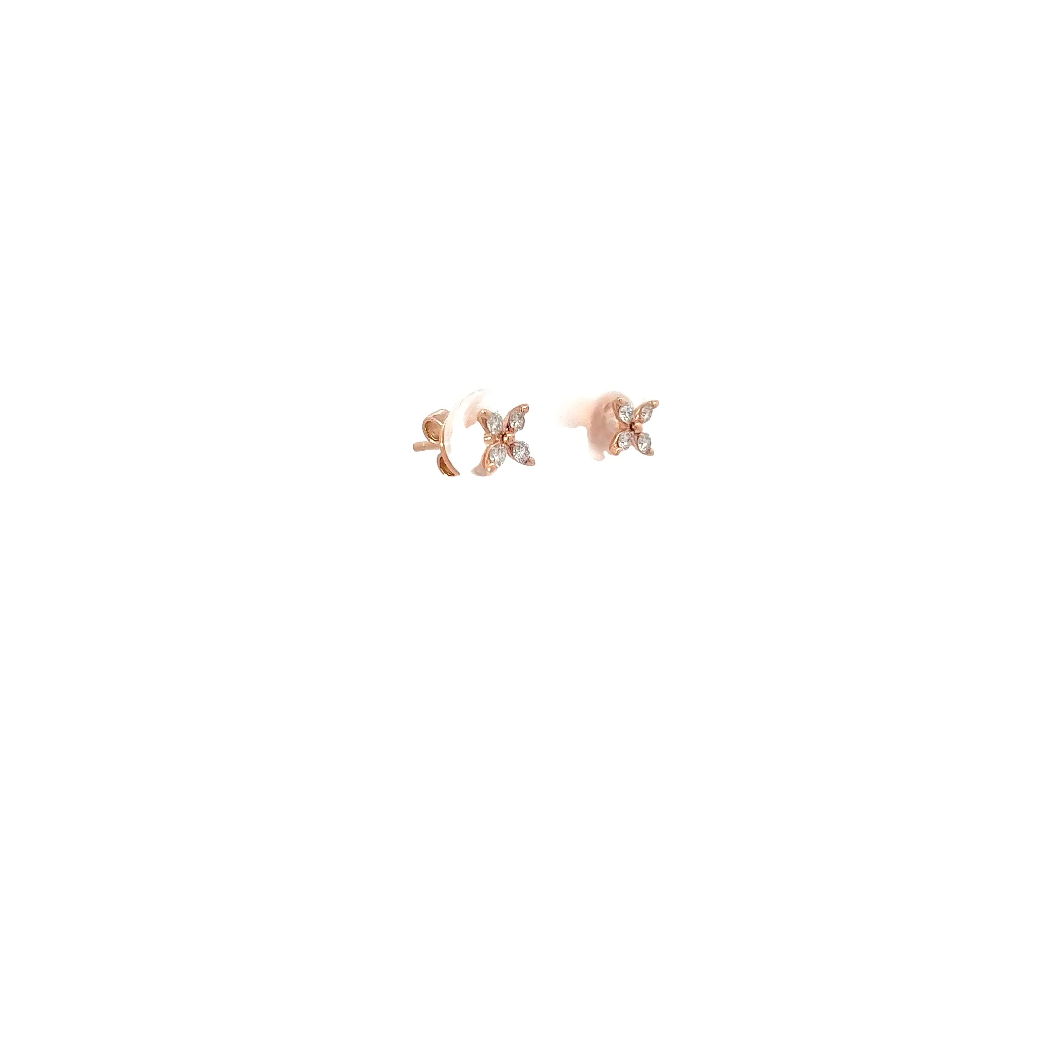 14k White and Rose Gold .25ct G VS2 Marquise Diamond Earring Studs