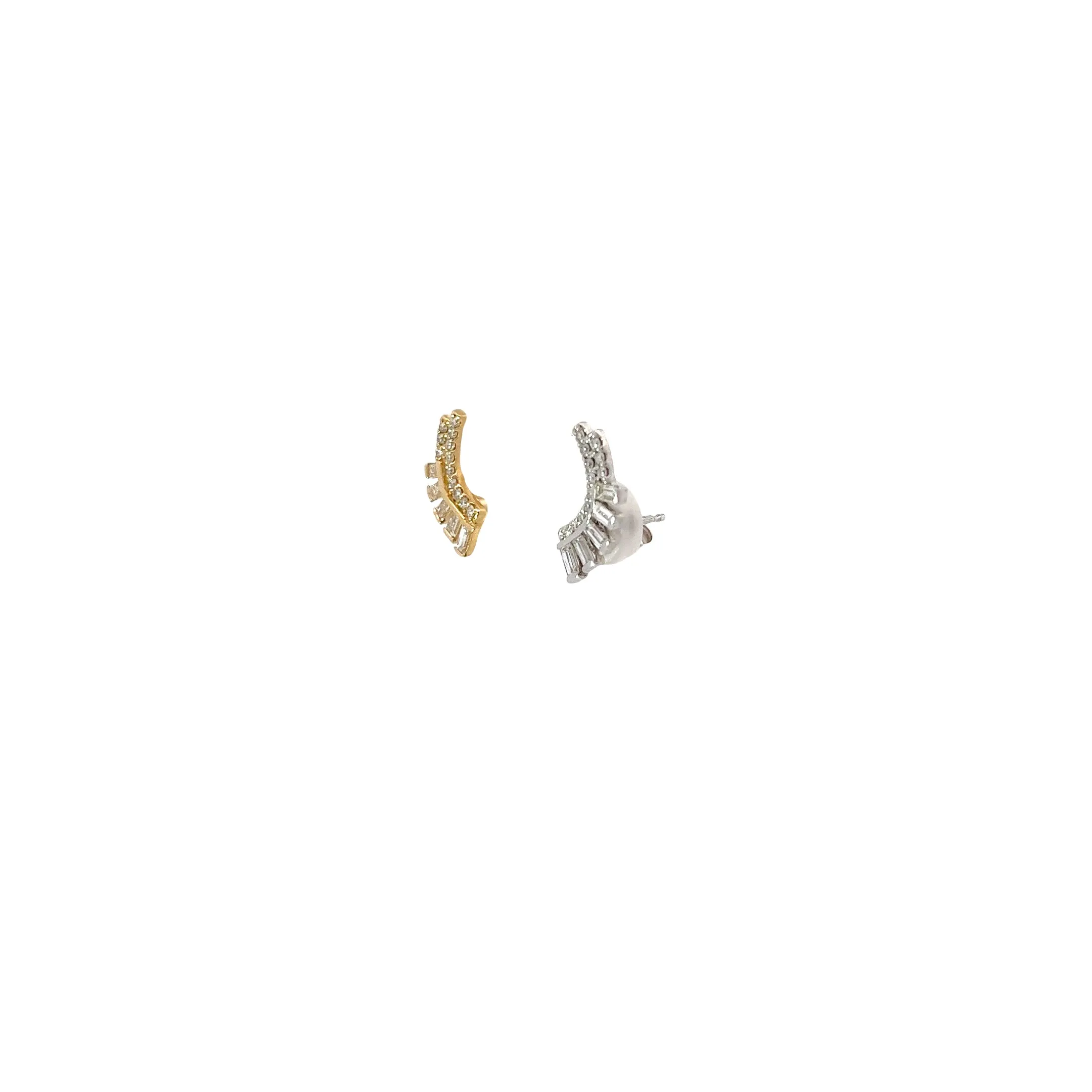 14K WHITE AND YELLOW GOLD  .50CT G VS2  BAGUETTE AND ROUND DIAMOND CLIMBERS