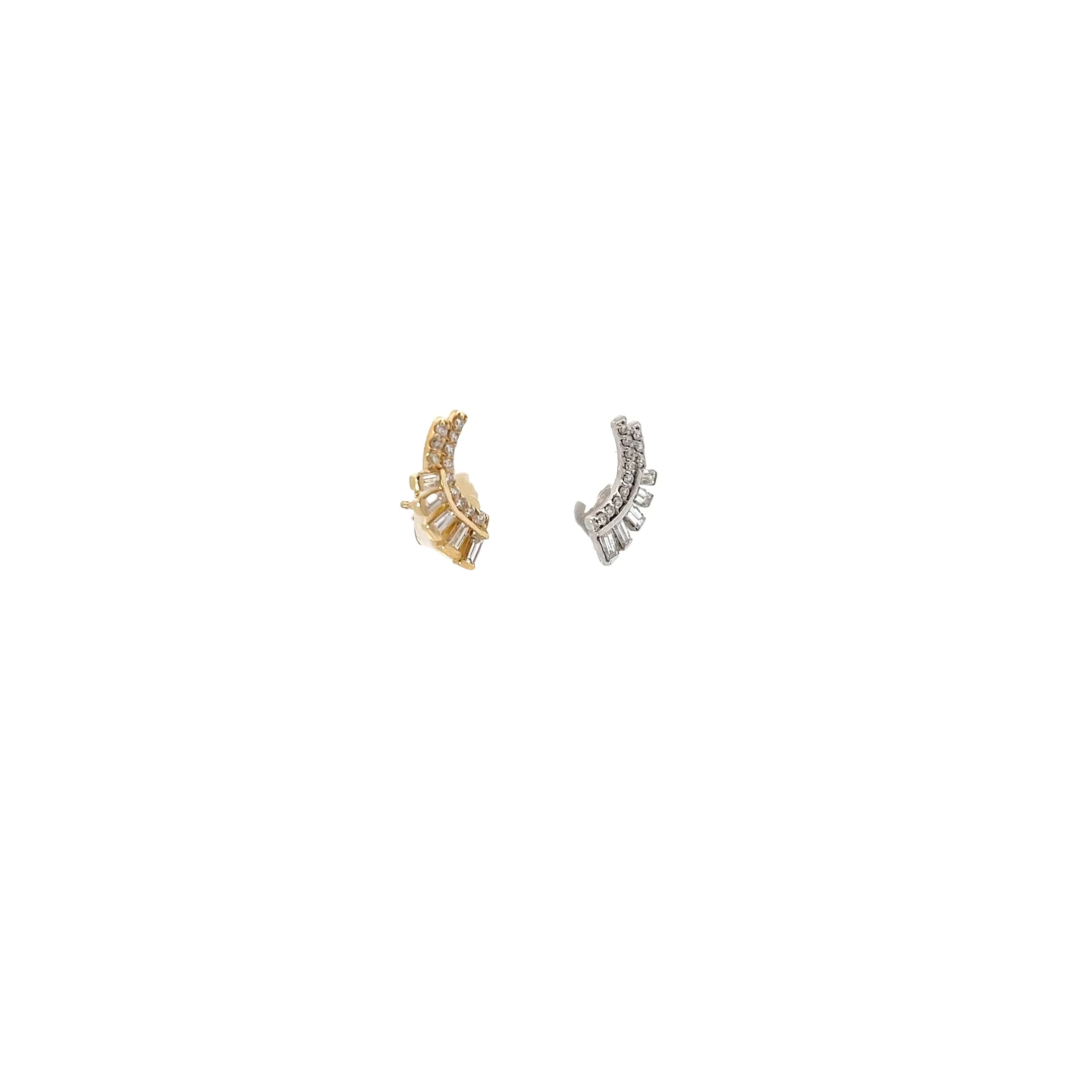 14K WHITE AND YELLOW GOLD  .50CT G VS2  BAGUETTE AND ROUND DIAMOND CLIMBERS