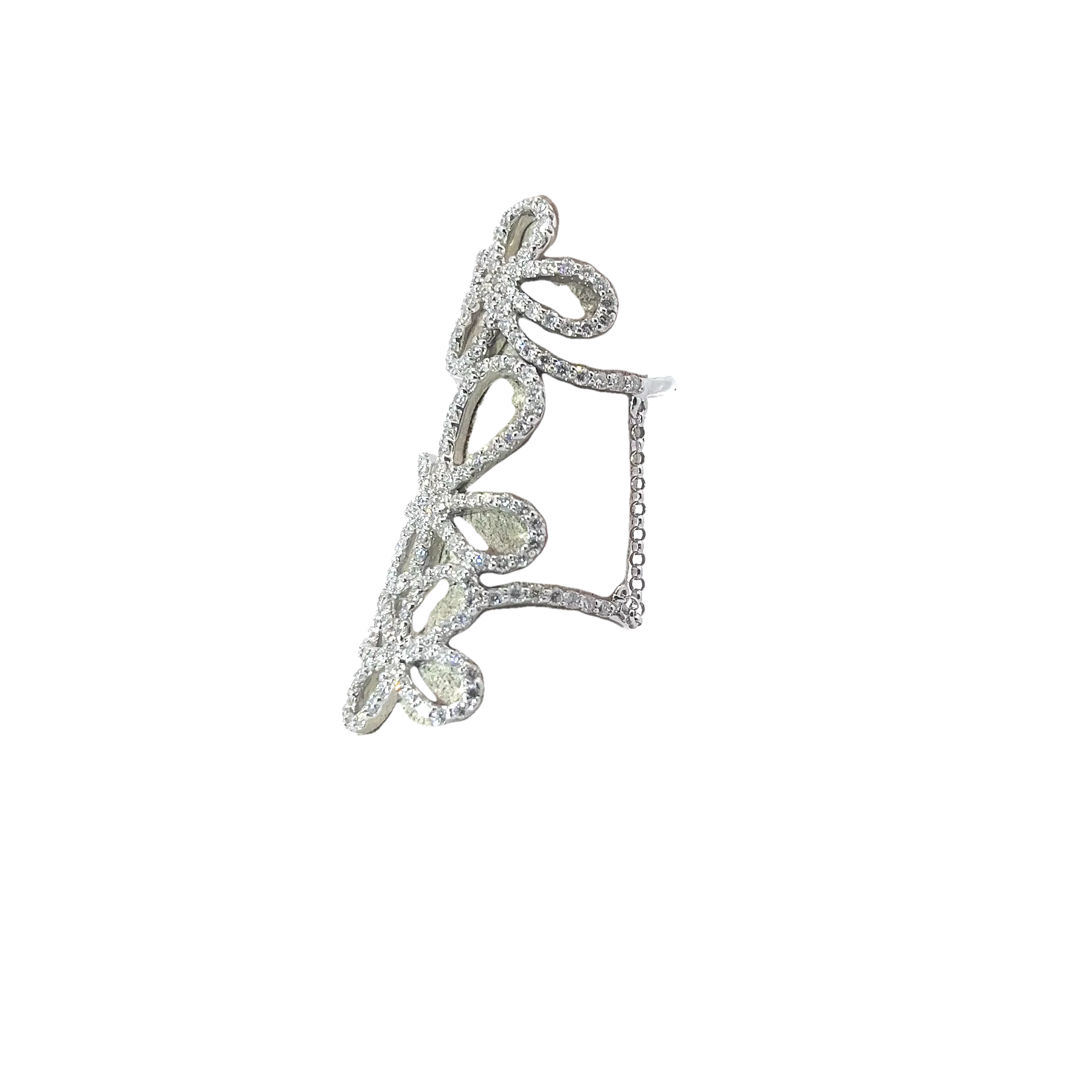 14k White Gold 1.50ct G VS2 Three Butterfly 1 Finger 2 Rings