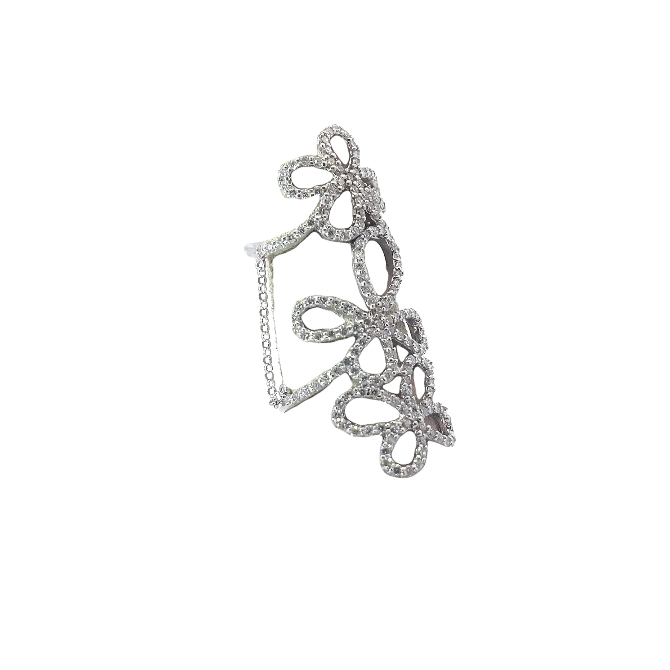 14k White Gold 1.50ct G VS2 Three Butterfly 1 Finger 2 Rings
