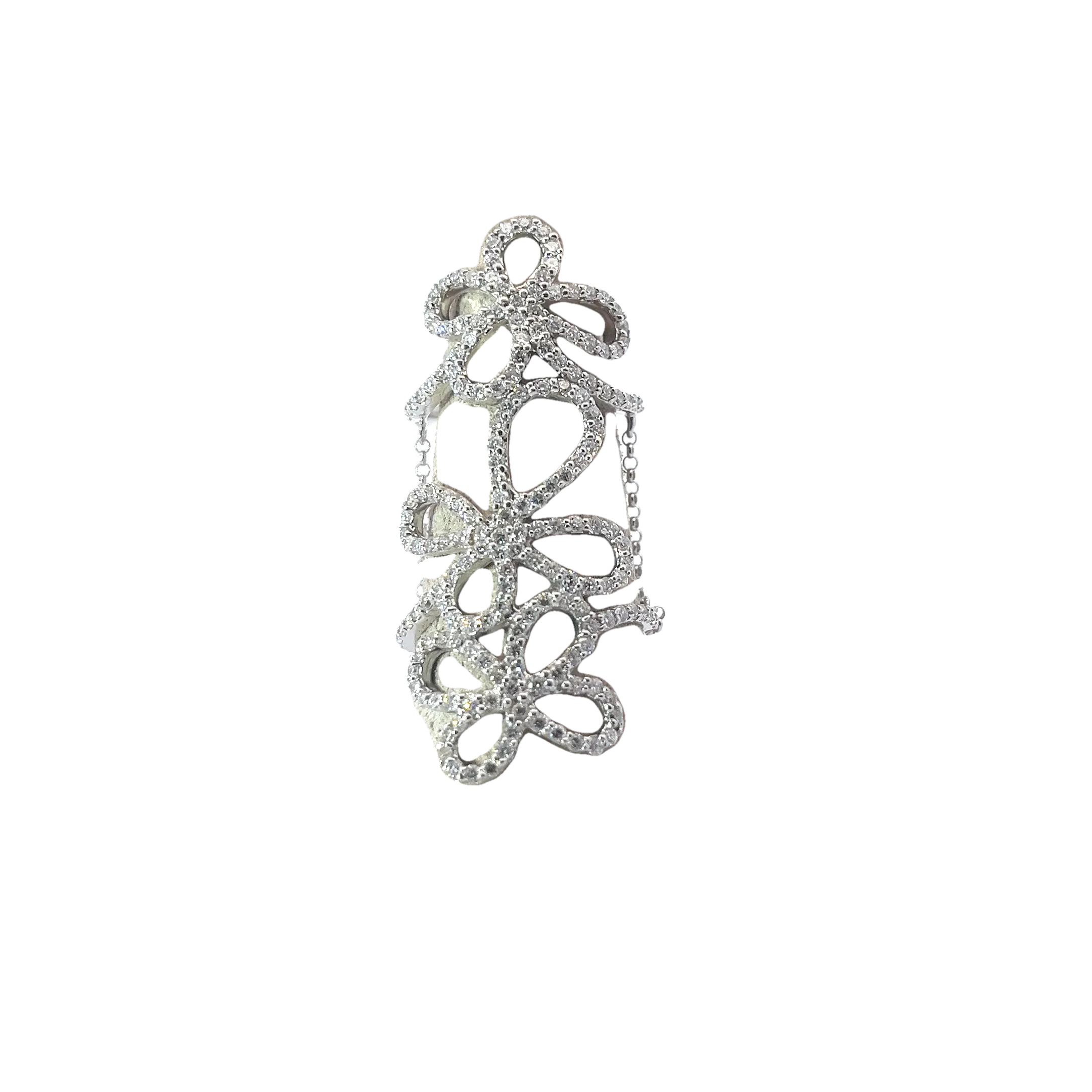 14k White Gold 1.50ct G VS2 Three Butterfly 1 Finger 2 Rings
