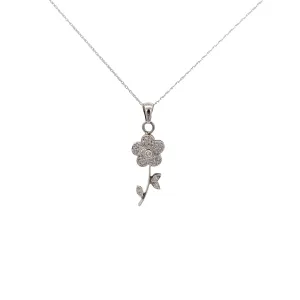 14k White Gold .35ct G SI1 Round Diamond Flower Necklace