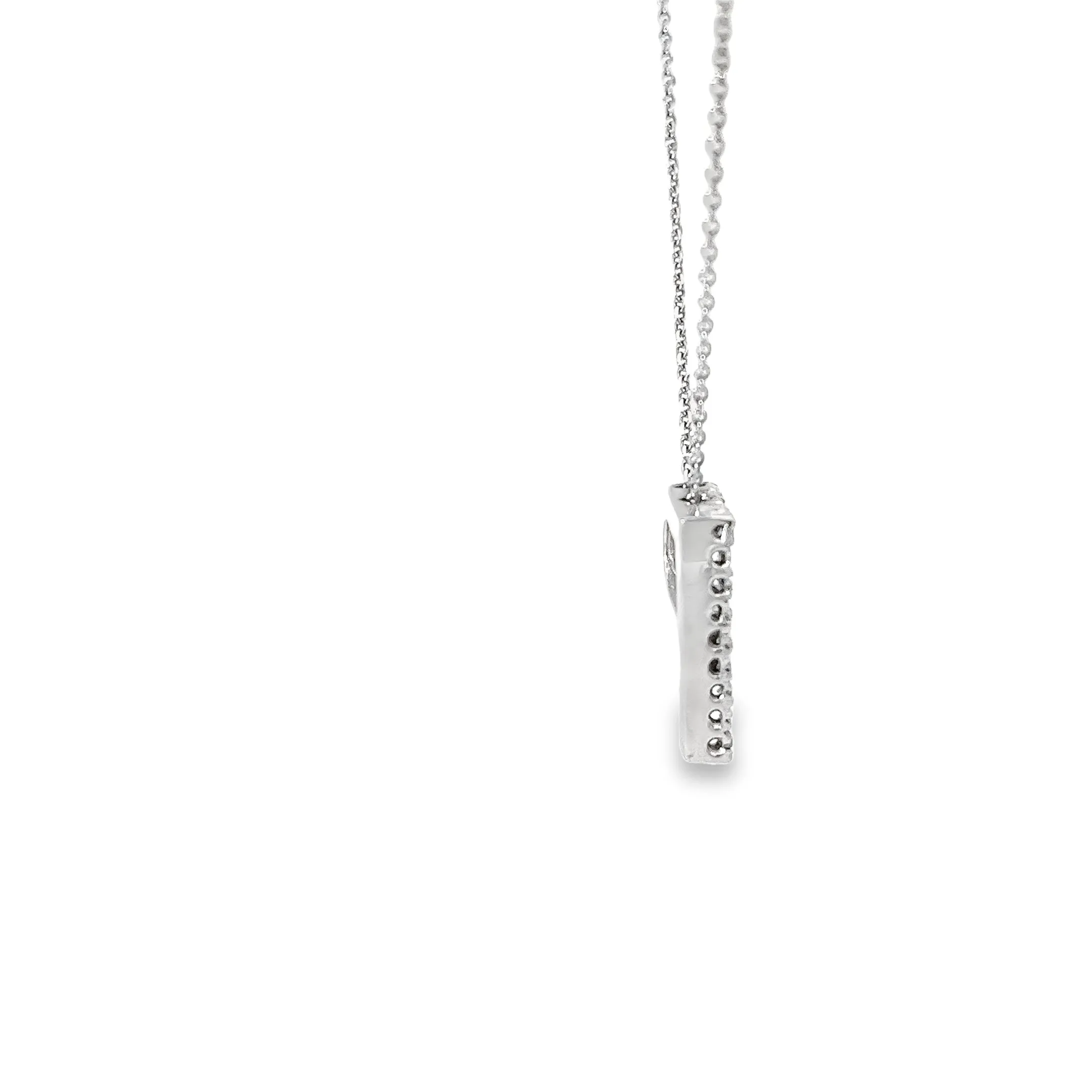 14k White Gold .35ct H SI1 Round Diamond "R" Letter Necklace