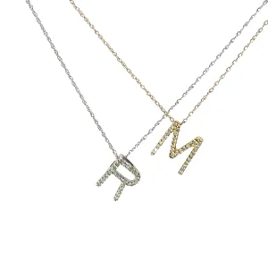 14K WHITE GOLD AND YELLOW GOLD .20CT GSI1 DIAMOND INTIALS
