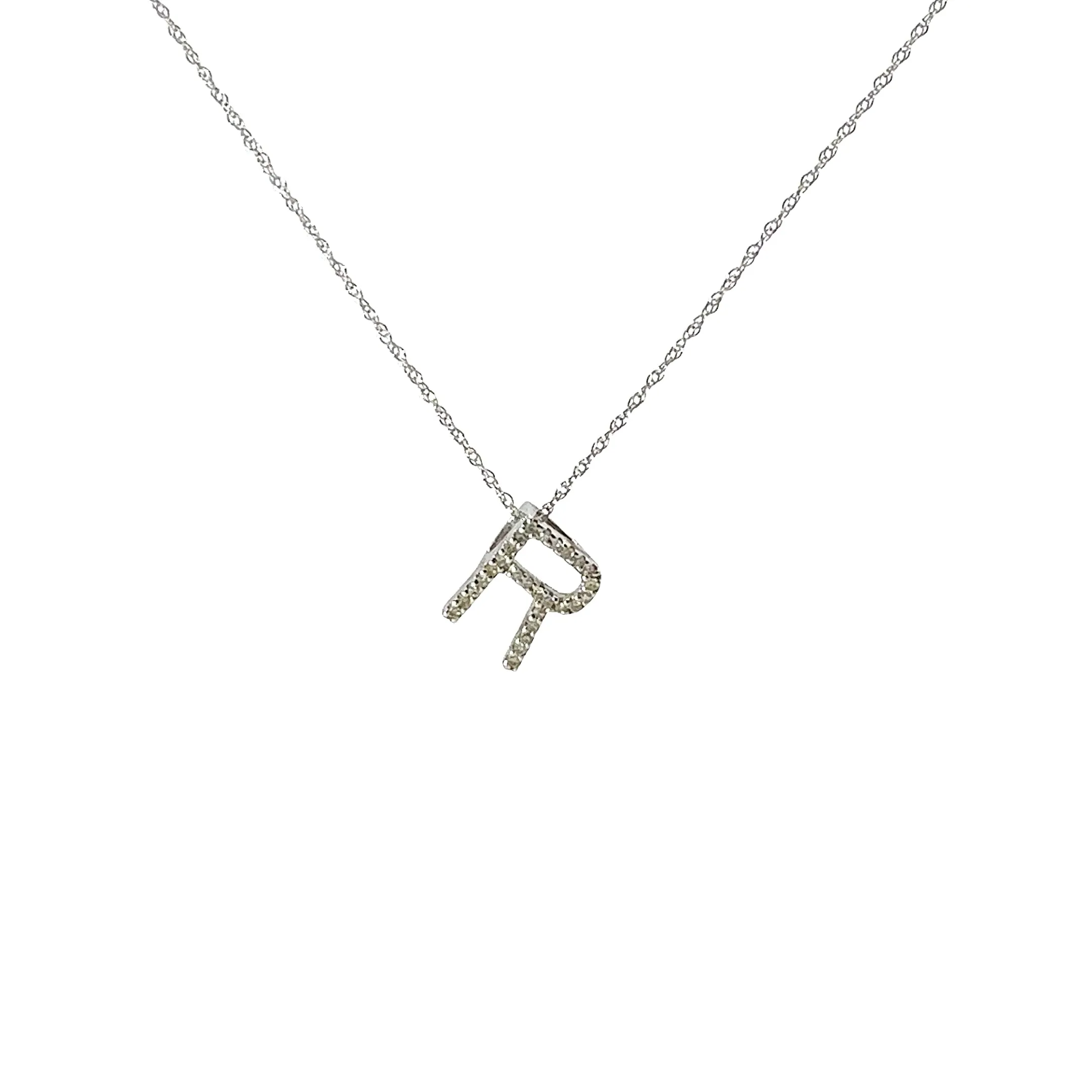 14K WHITE GOLD AND YELLOW GOLD .20CT GSI1 DIAMOND INTIALS