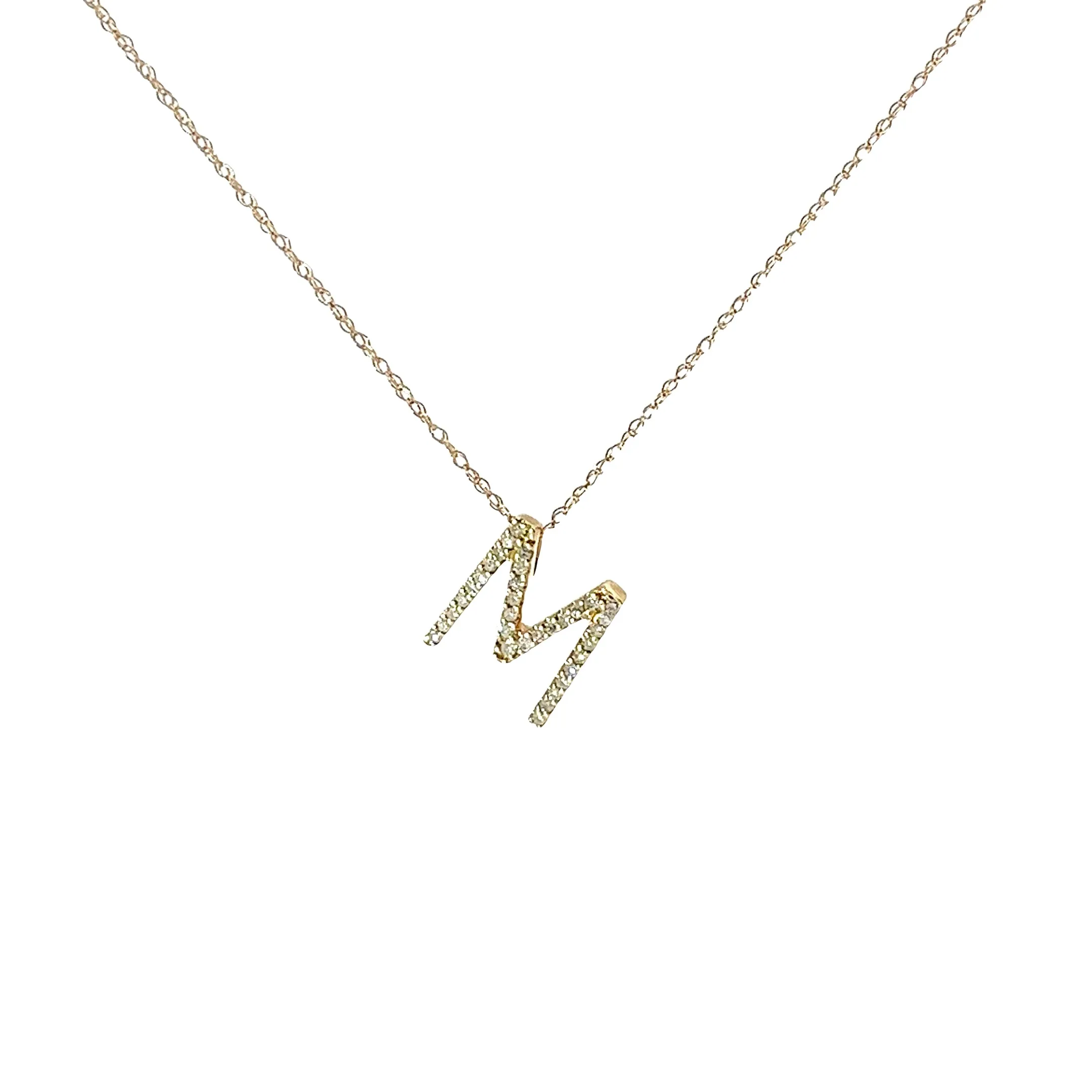 14K WHITE GOLD AND YELLOW GOLD .20CT GSI1 DIAMOND INTIALS