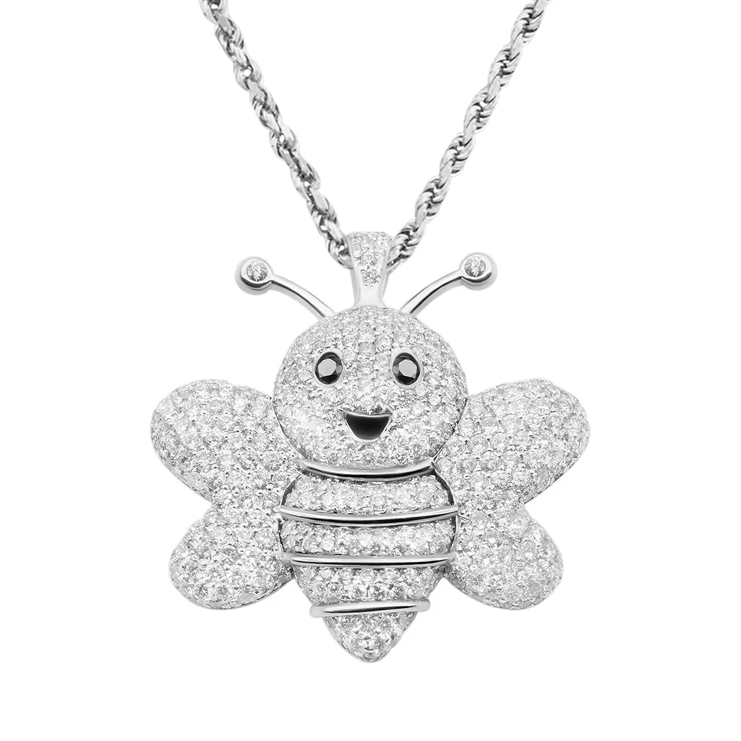 14k White Gold Bumblebee Pendant 3 ctw