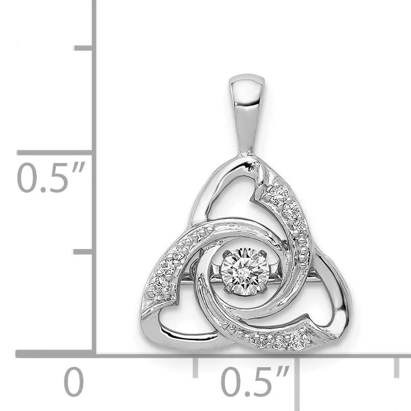 14k White Gold Open Back Polished Finish 0.21CT Vibrant Diamond Celtic Design Pendant