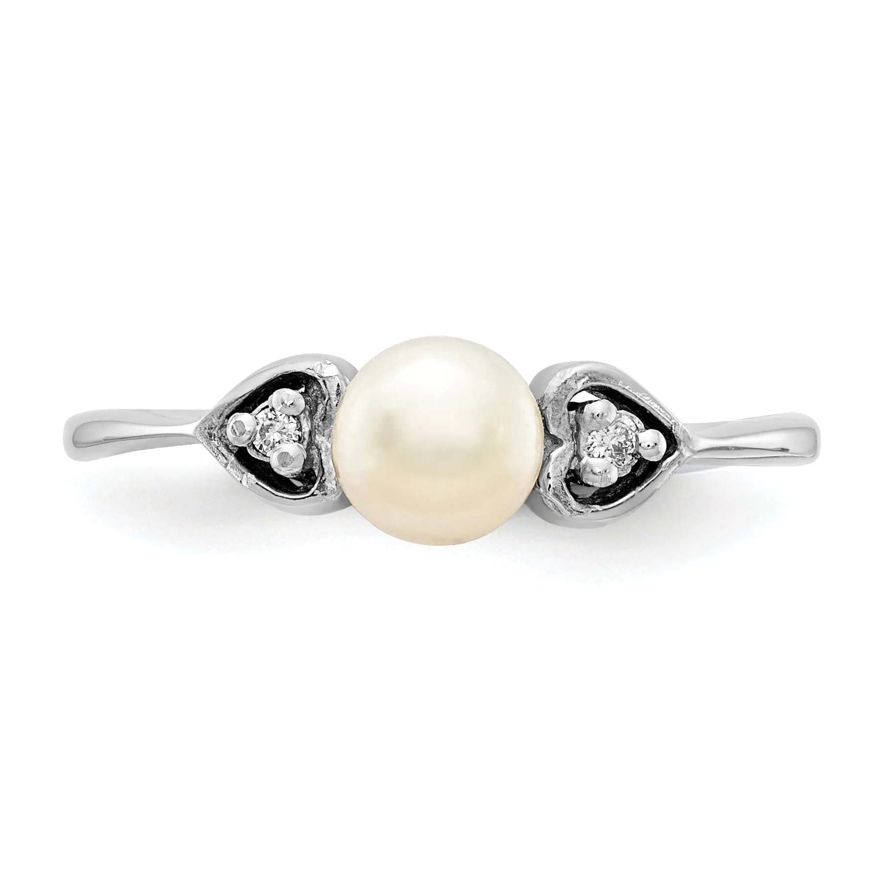 14k White Gold Pearl Diamond Ring