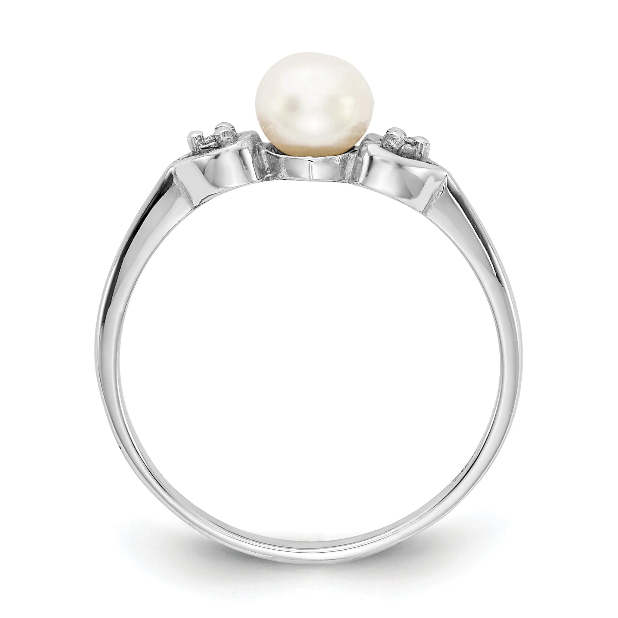 14k White Gold Pearl Diamond Ring