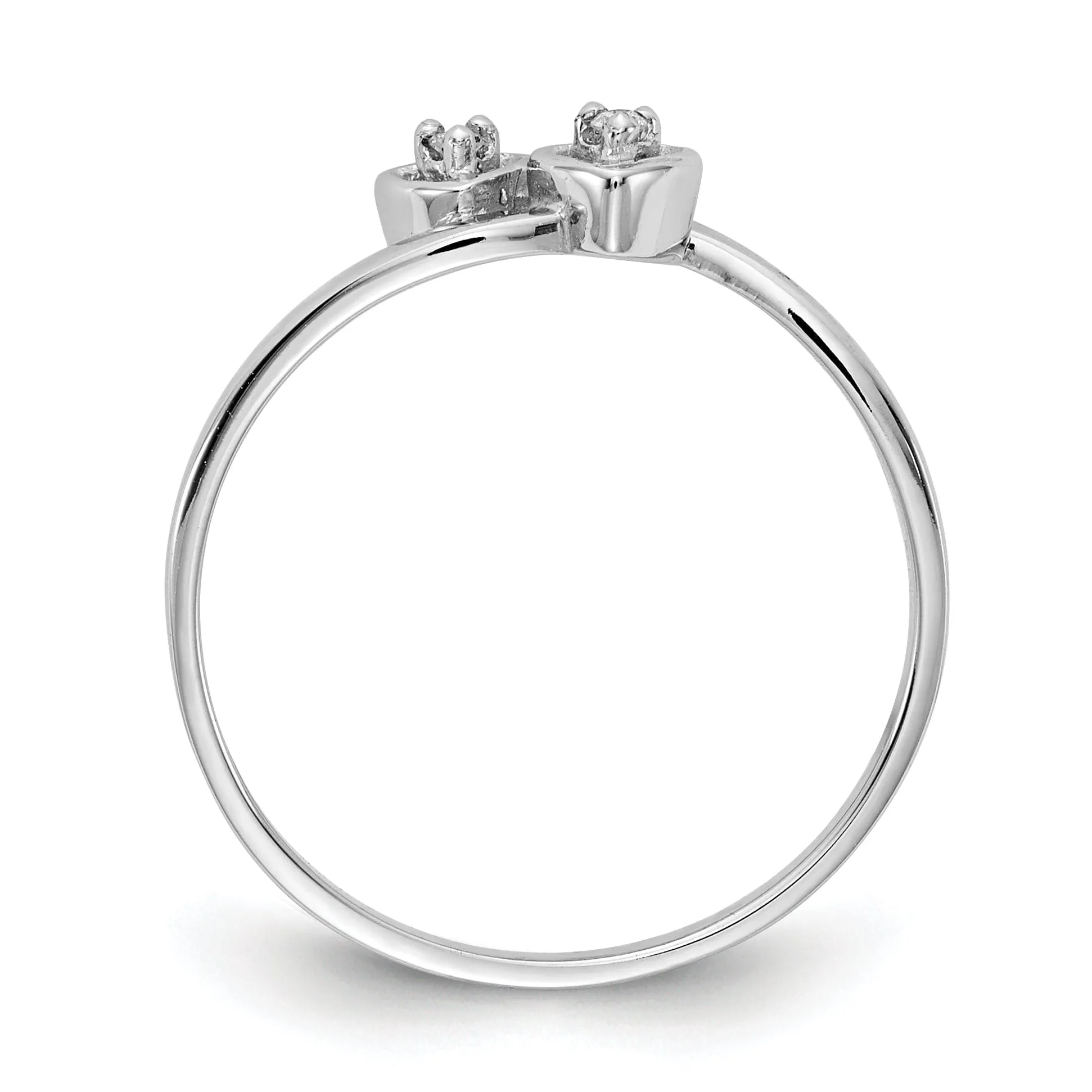 14k White Gold Polished Diamond Heart Ring