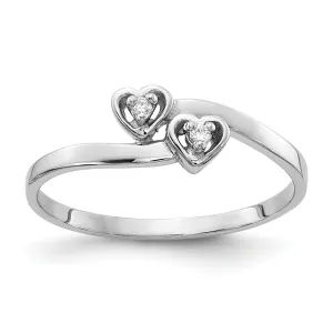 14k White Gold Polished Diamond Heart Ring