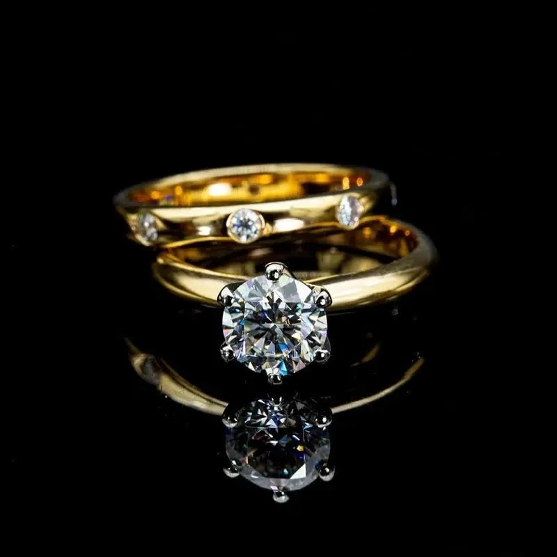 14k Yellow Gold 1.0 Ct Round Diamond Ring Set