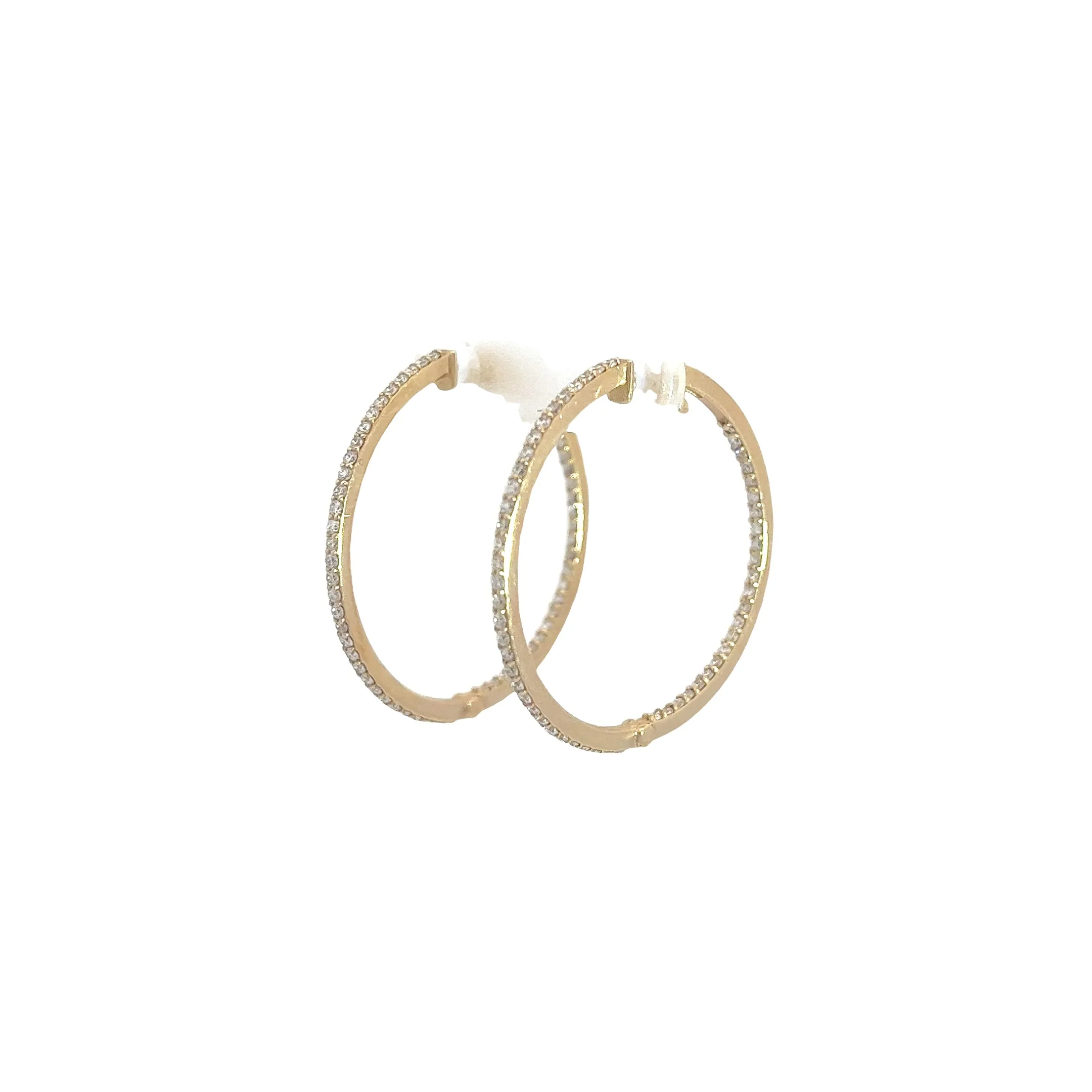 14k yellow gold 1.12ct G VS2 round Diamond Inside-outside Hoop earrings