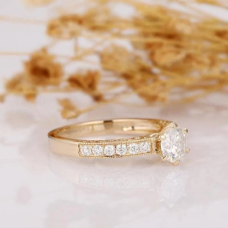 14k Yellow Gold 1ct Diamond Filigree Style Engagement Ring