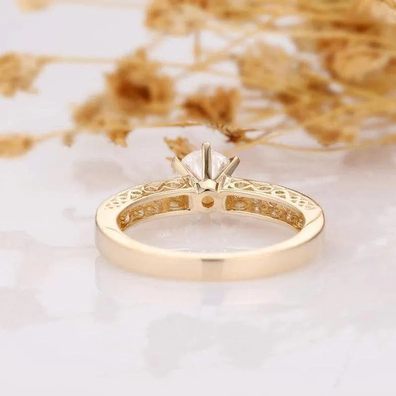 14k Yellow Gold 1ct Diamond Filigree Style Engagement Ring