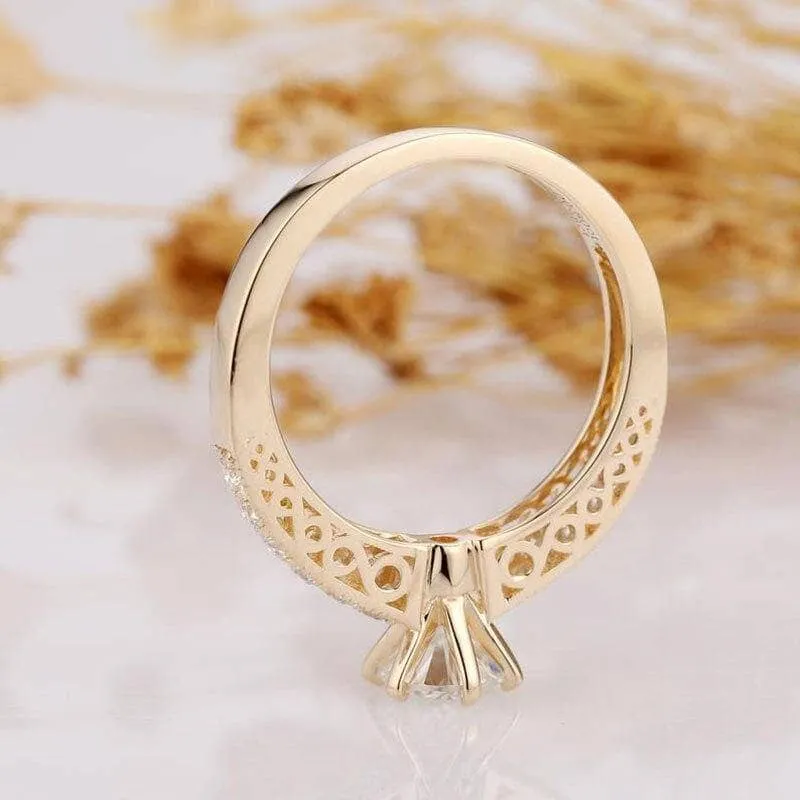 14k Yellow Gold 1ct Diamond Filigree Style Engagement Ring