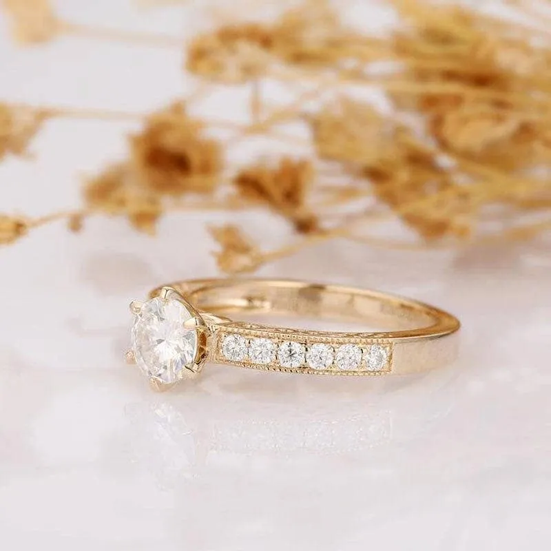 14k Yellow Gold 1ct Diamond Filigree Style Engagement Ring