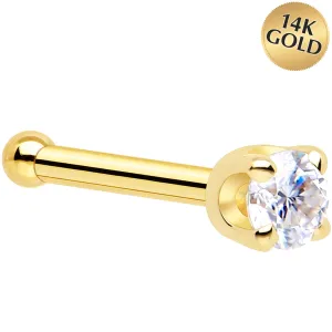 14k Yellow Gold 2mm Lab Created Diamond Nose Ring