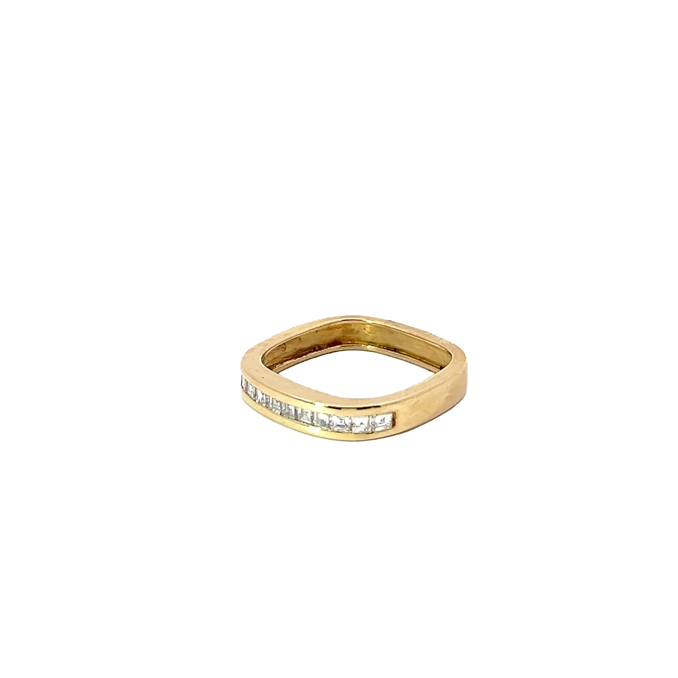 14K YELLOW GOLD .50CT F VVS STEP CUT SQUARED DIAMOND RING SIZE 5 1/2